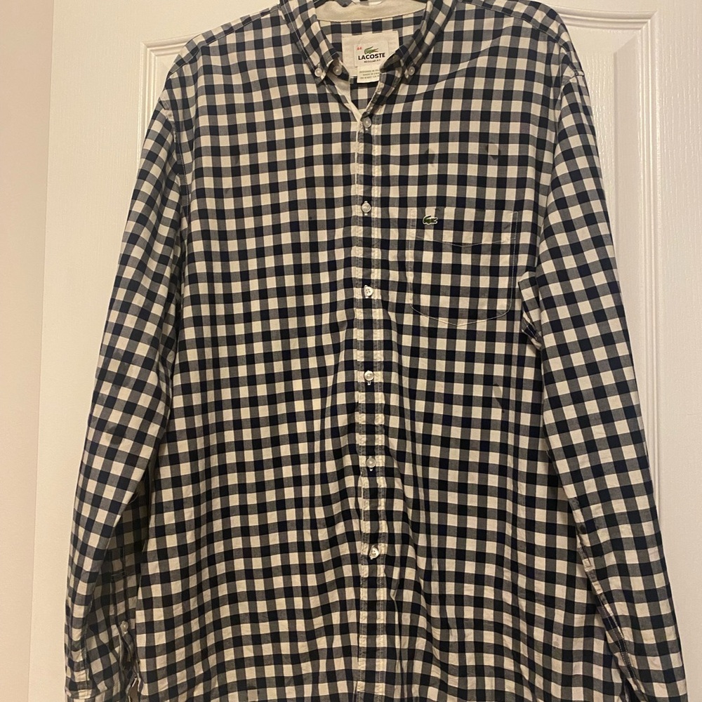 Lacoste black snd white men dress shirt